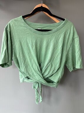 aerie Sage Green Tie-Front Crop Top